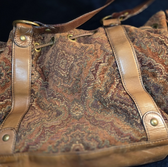 Kate landry purse. Tapestry And Leather Tan Bag - Picture 11 of 12